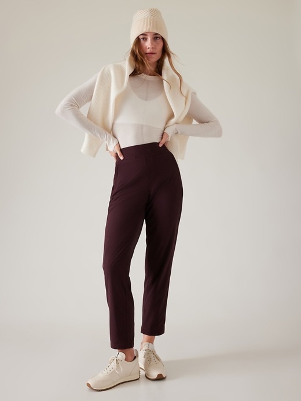 Brooklyn Lined Mid Rise Pant Jersey-lined Stretch Zip Pockets Spiced Cabernet 4